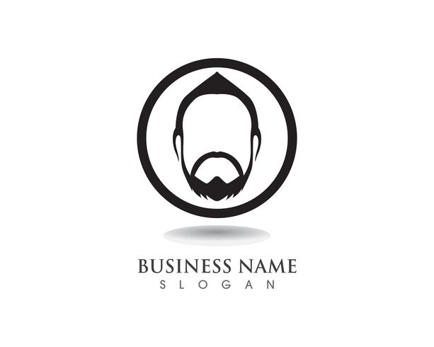 masculine beard black hair geek logo and symbol vector