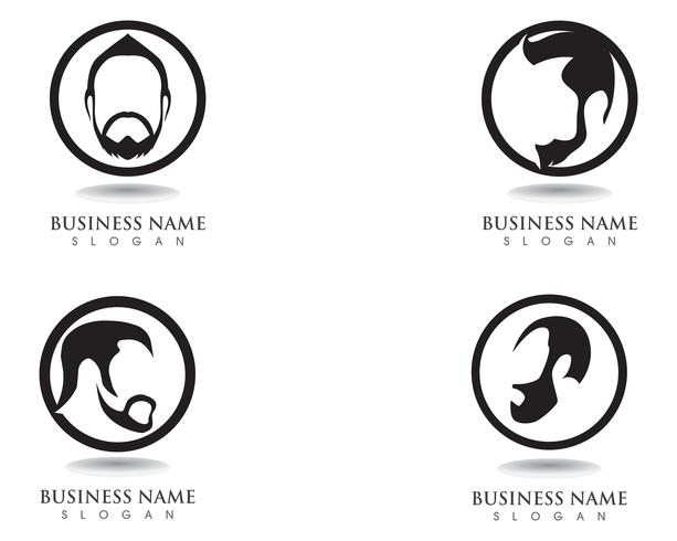 masculine beard black hair geek logo and symbol vector