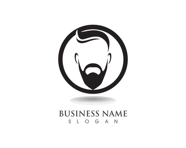 masculine beard black hair geek logo and symbol vector