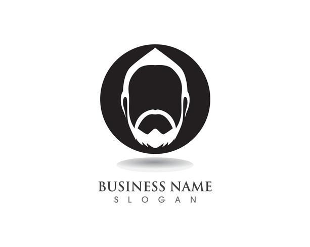 masculine beard black hair geek logo and symbol vector