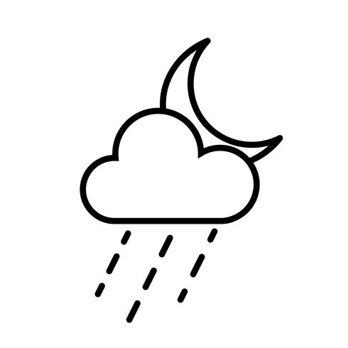 Vector icono de nube, lluvia y luna