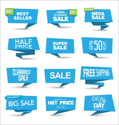 Collection of colorful sale stickers and tags vector