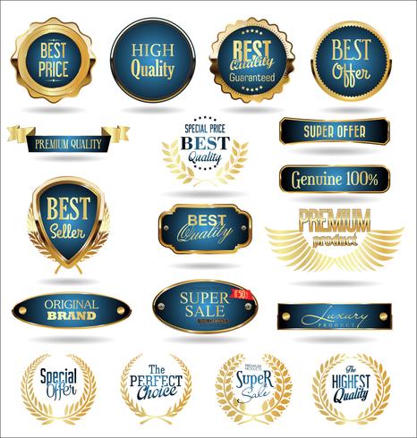 Luxury premium golden badges and labels vector