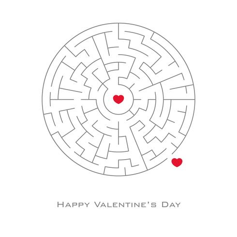 Valentine's day background with heart shaped in maze and labyrinth style, vector, flyer, invitation, posters, brochure, banners. vector