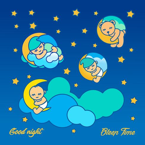 Baby sleeping on the cloud vector