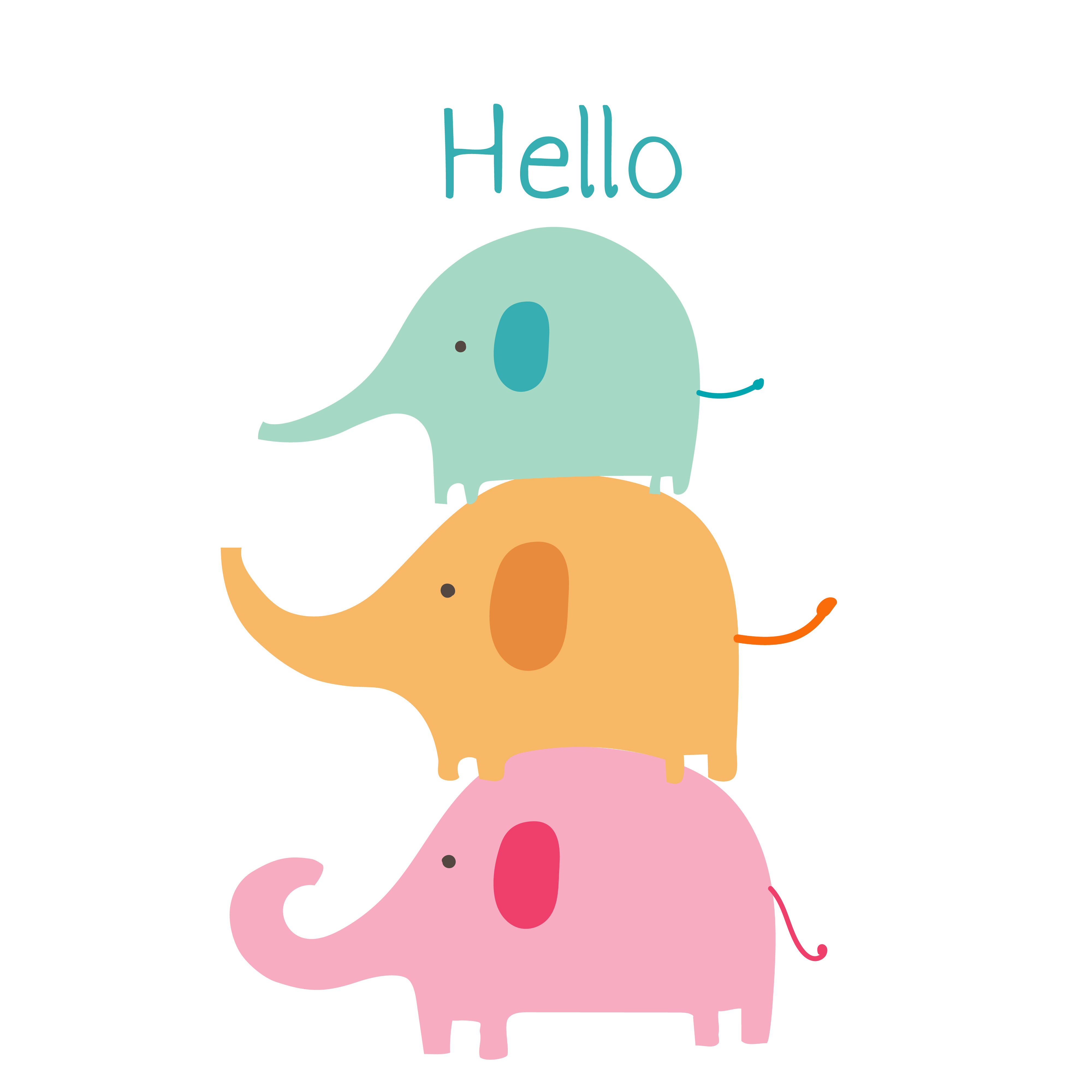 Cute elephant with say hello. Baby animal character vector ...