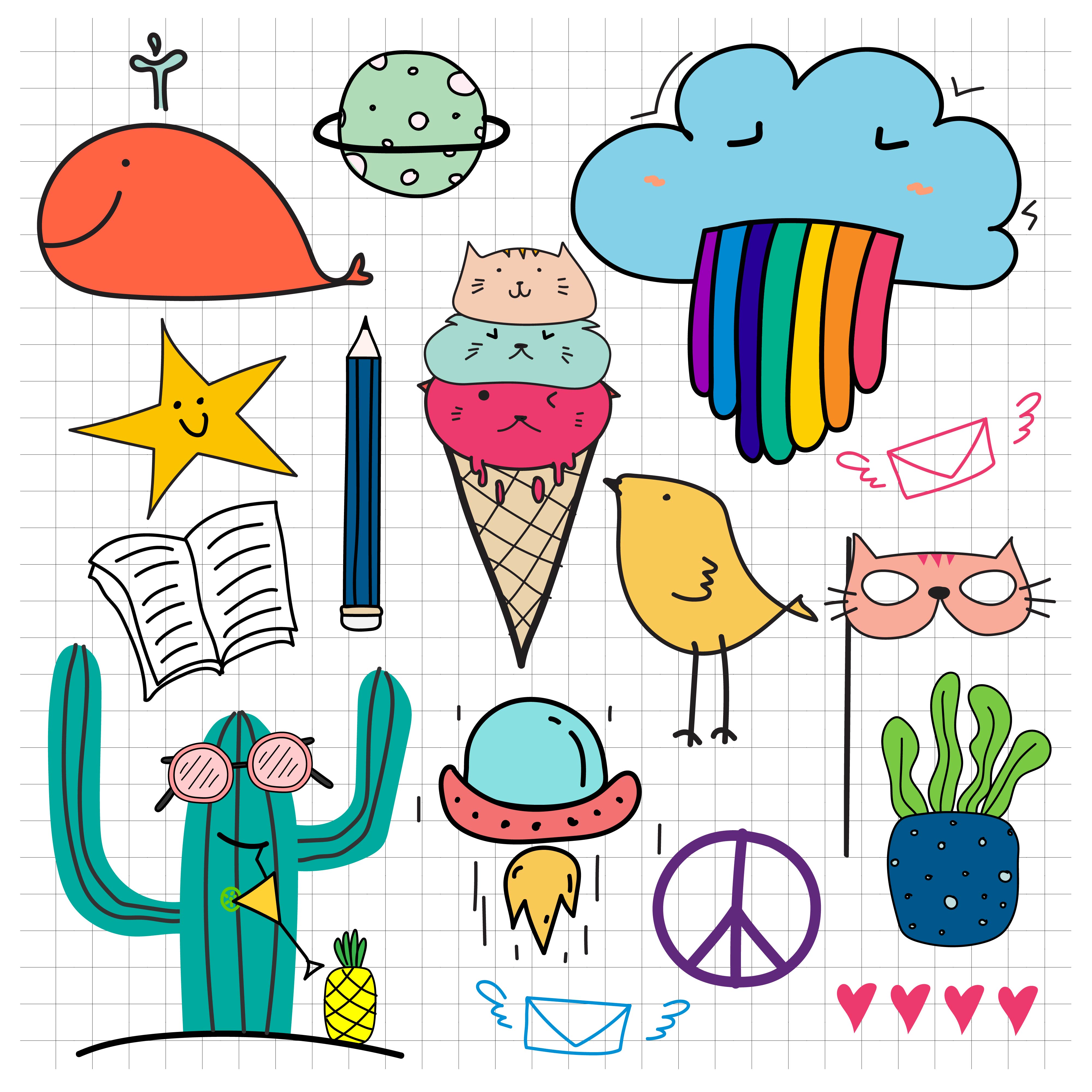 Hand Drawn Doodle Vector Set Doodle Funny Set Handmade Vector