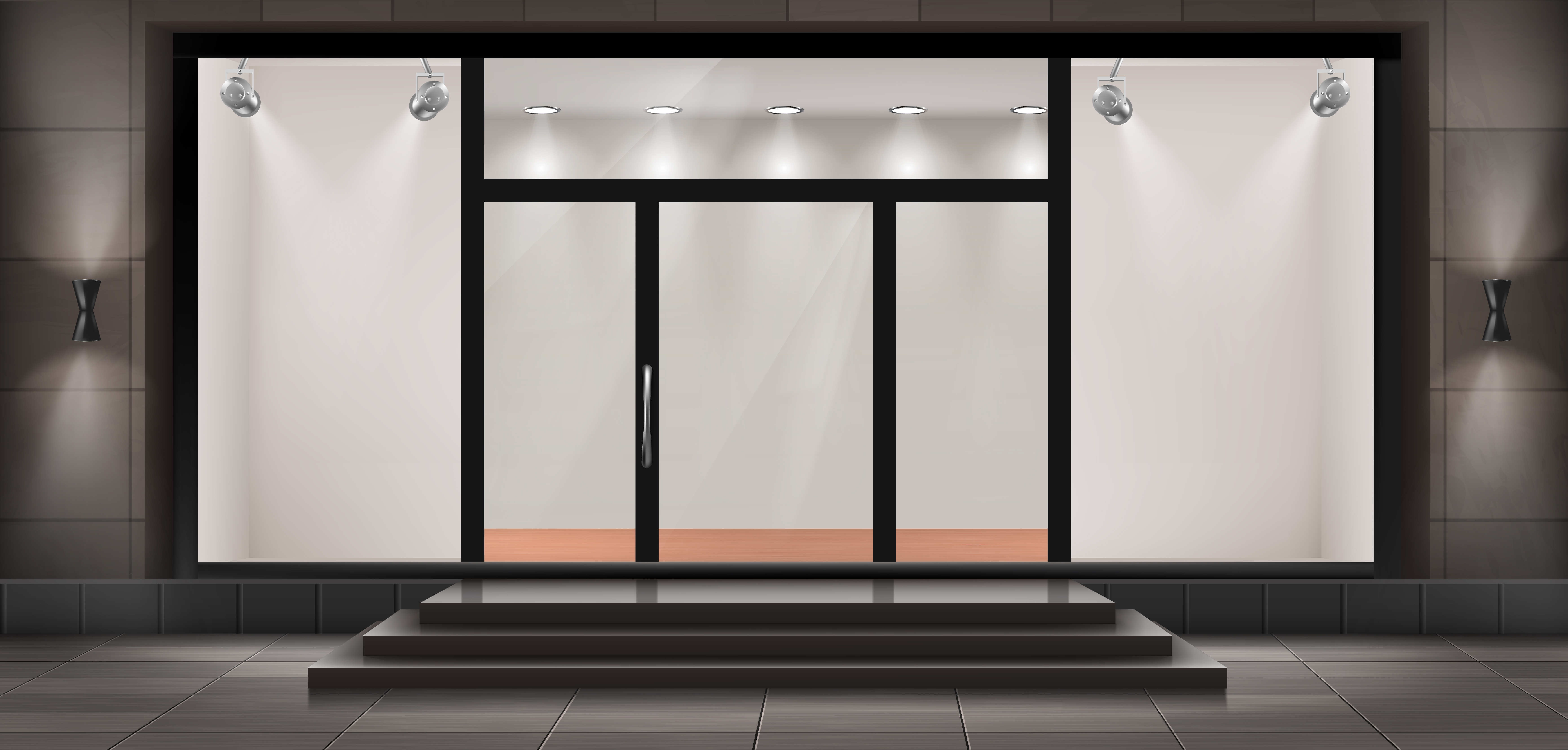 Vector Storefront Empty Illuminated Showroom Download Free Vector vector-storefront-empty-illuminated-showroom-download-free-vector