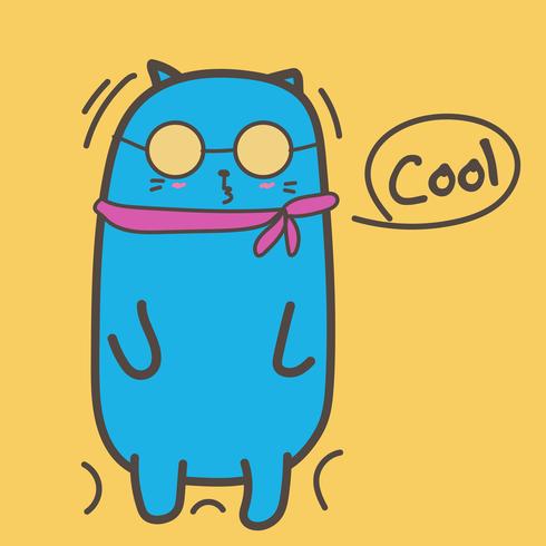 Cool Cat With Sunglasses. Vector Illustration.