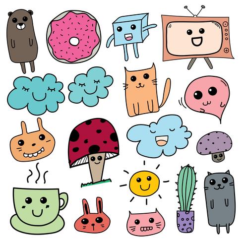 Kawaii Doodle Para Niños. Dibujado a mano ilustración vectorial vector