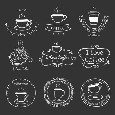 Set Of Vintage Retro Coffee Labels. Retro Elements For Calligraphic Designs. Handmade Vector Illustration.