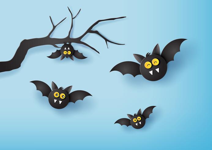 paper art of Happy Halloween vector