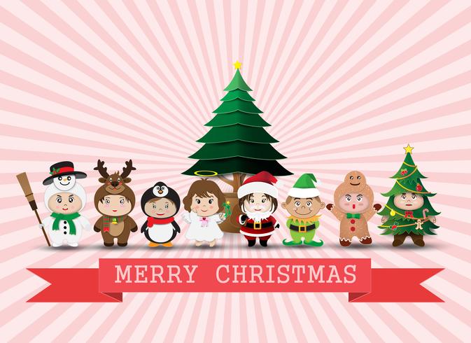 Christmas cute kids vector