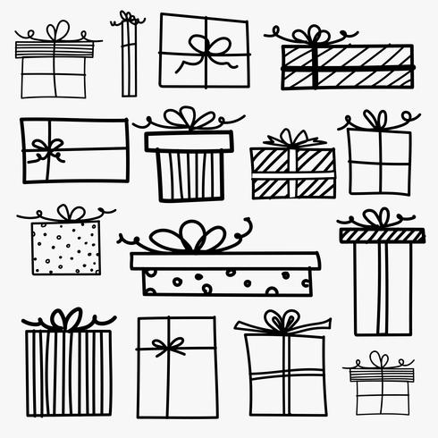 Hand Drawn Doodle Gift Boxes. Vector Illustration.