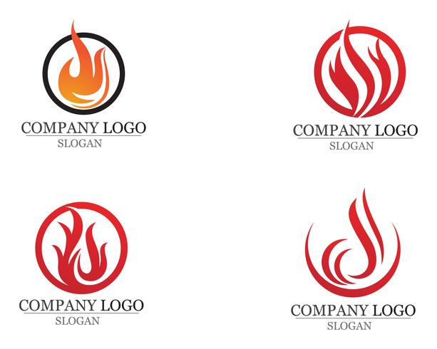 Llama de fuego Logo plantilla vector icono Petróleo gas y energía