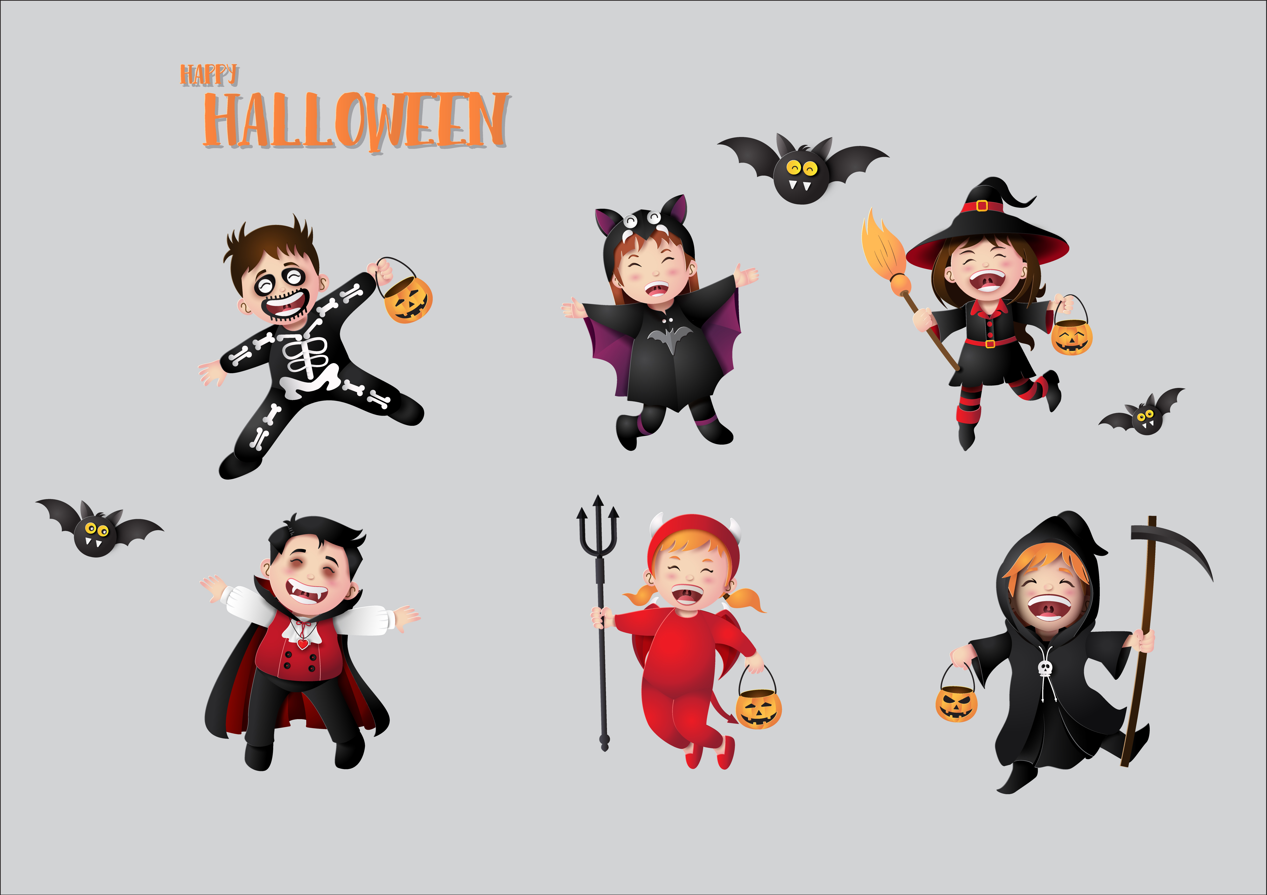 children in halloween costumes. Download Free Vectors