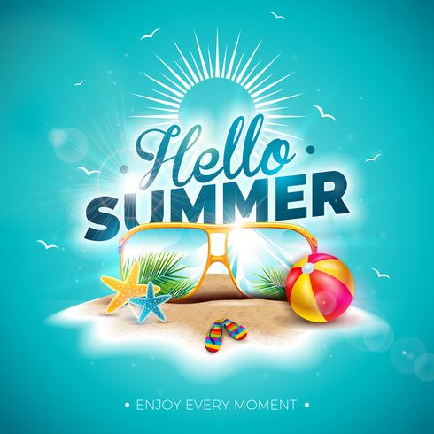 Hello Summer Typography  vector