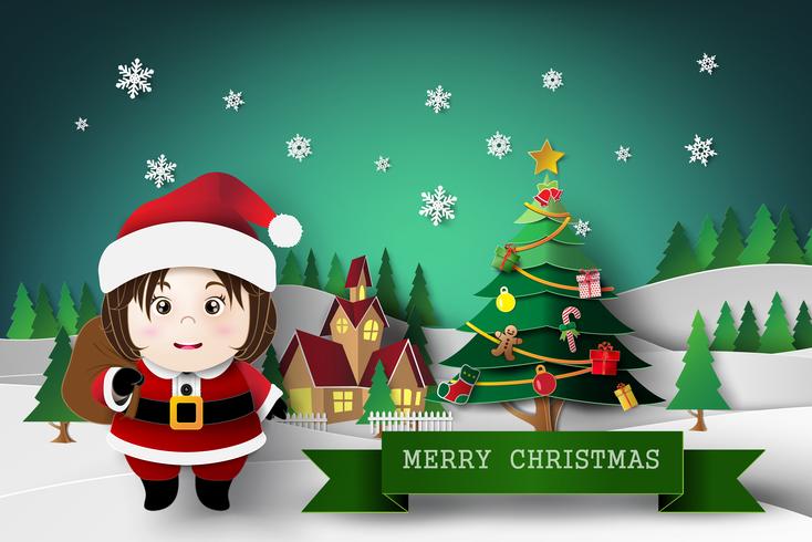 Christmas cute kid vector