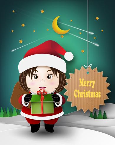 Christmas cute kid vector