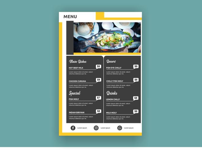 Colorful creative modern resturant menu template  vector