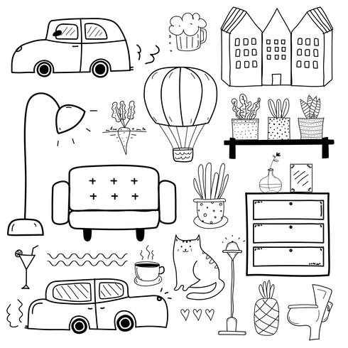 Hand Drawn Doodle Vector Set. Vector Illustration.
