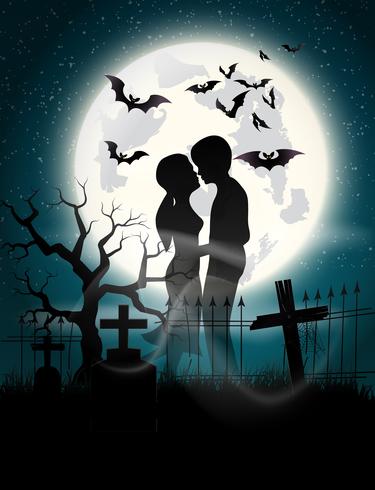 Soul lovers in the moonlight . vector