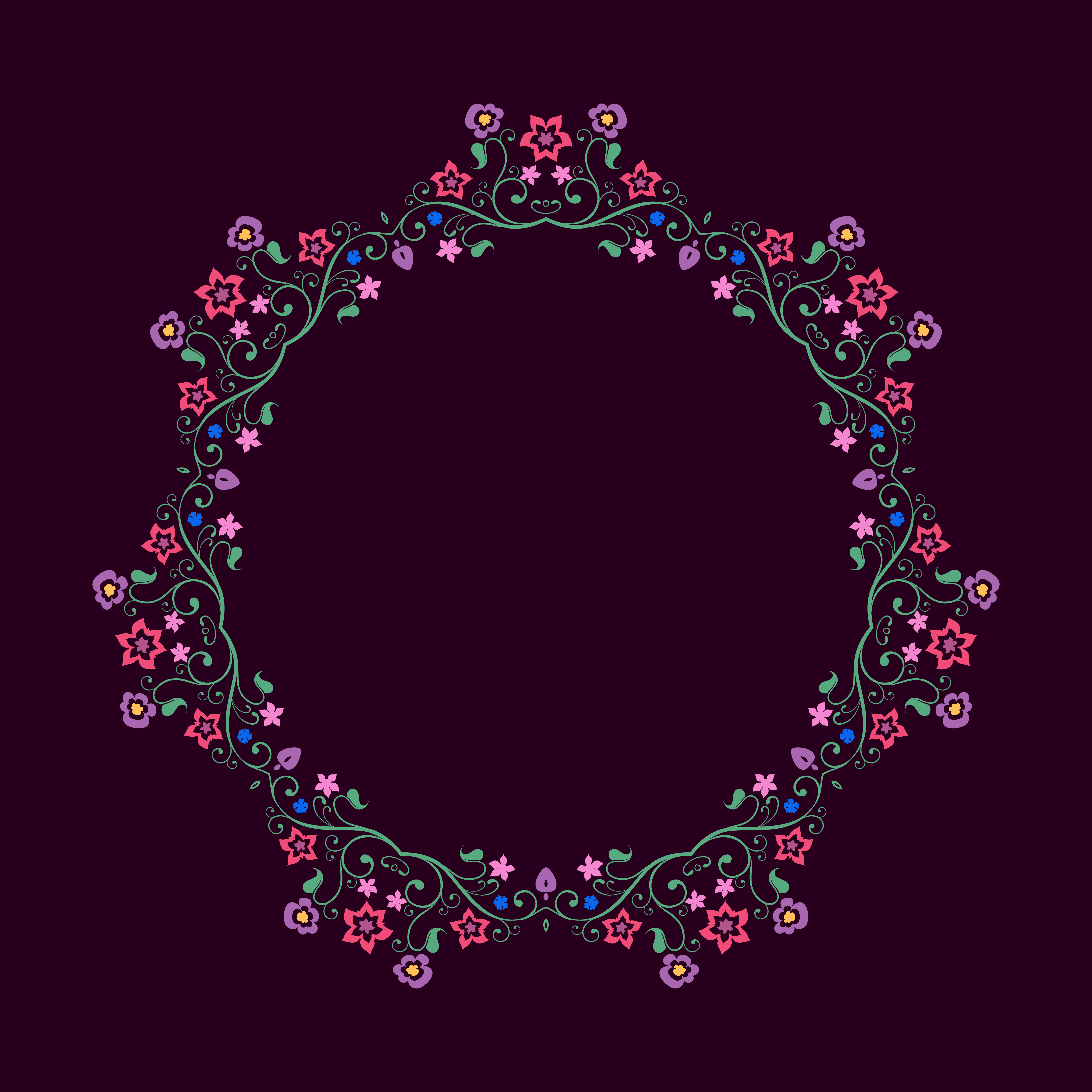 Round frame made of floral elements Mandala border 