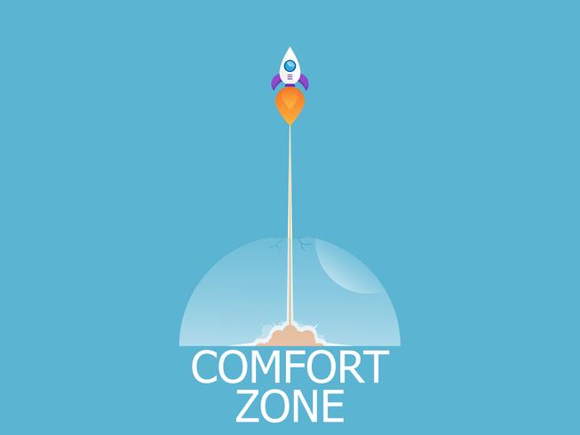 rocket launch exit from comfort zone  vector