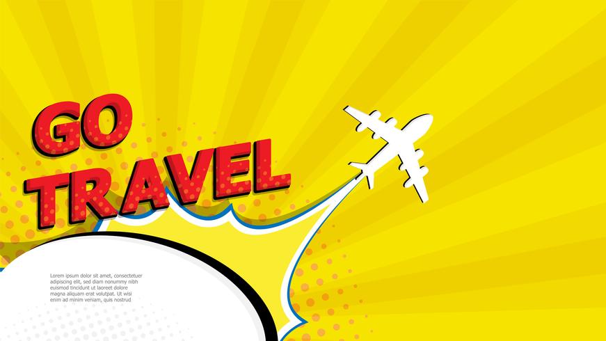 go travel pop art, comic book vector