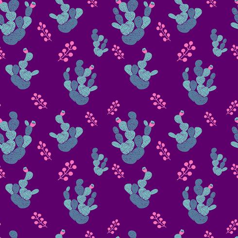 Hand drawn decorative seamless pattern with cacti. in Scandinavian style. Trendy tropical design for textile vector