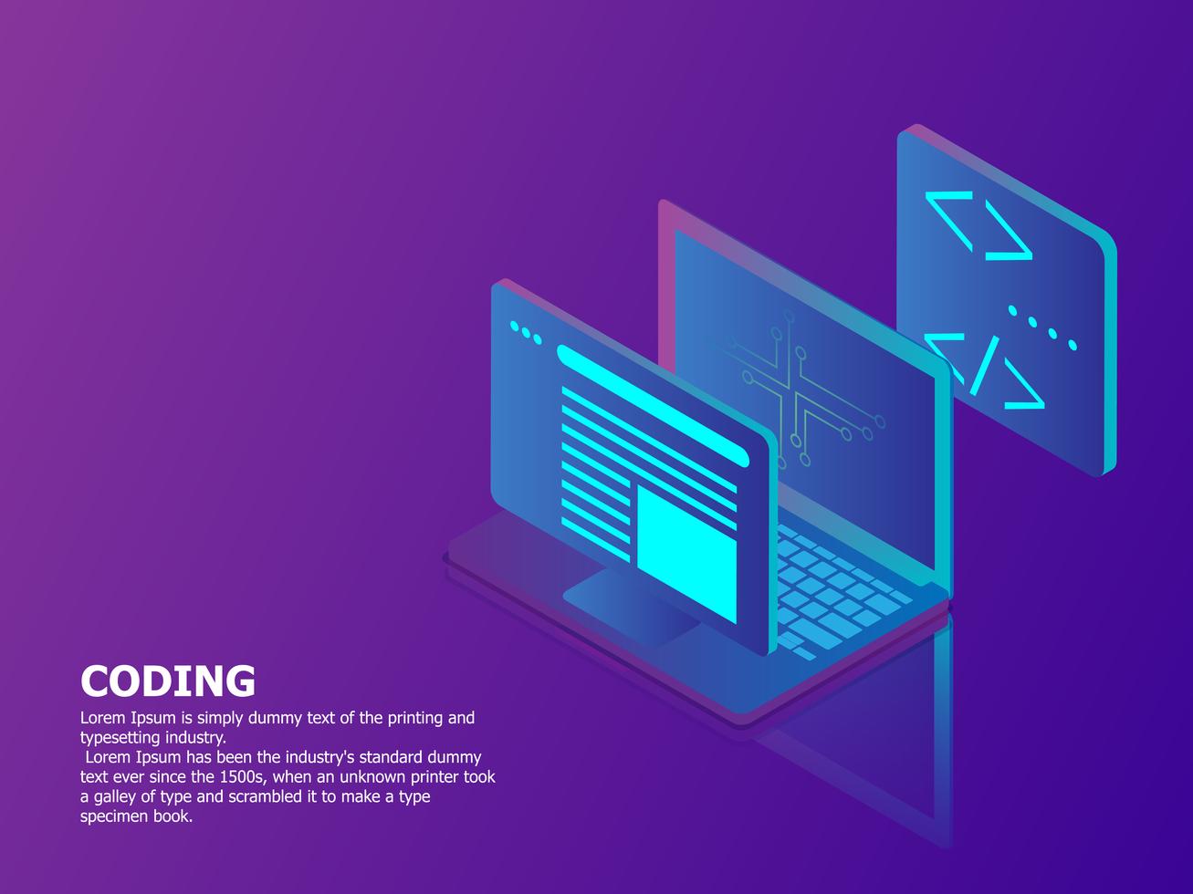 coding concept with laptop 584921 Vector Art at Vecteezy