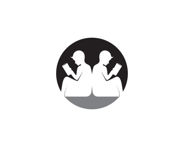  Reading Book logo and symbols Silhouette Illustration black  . vector