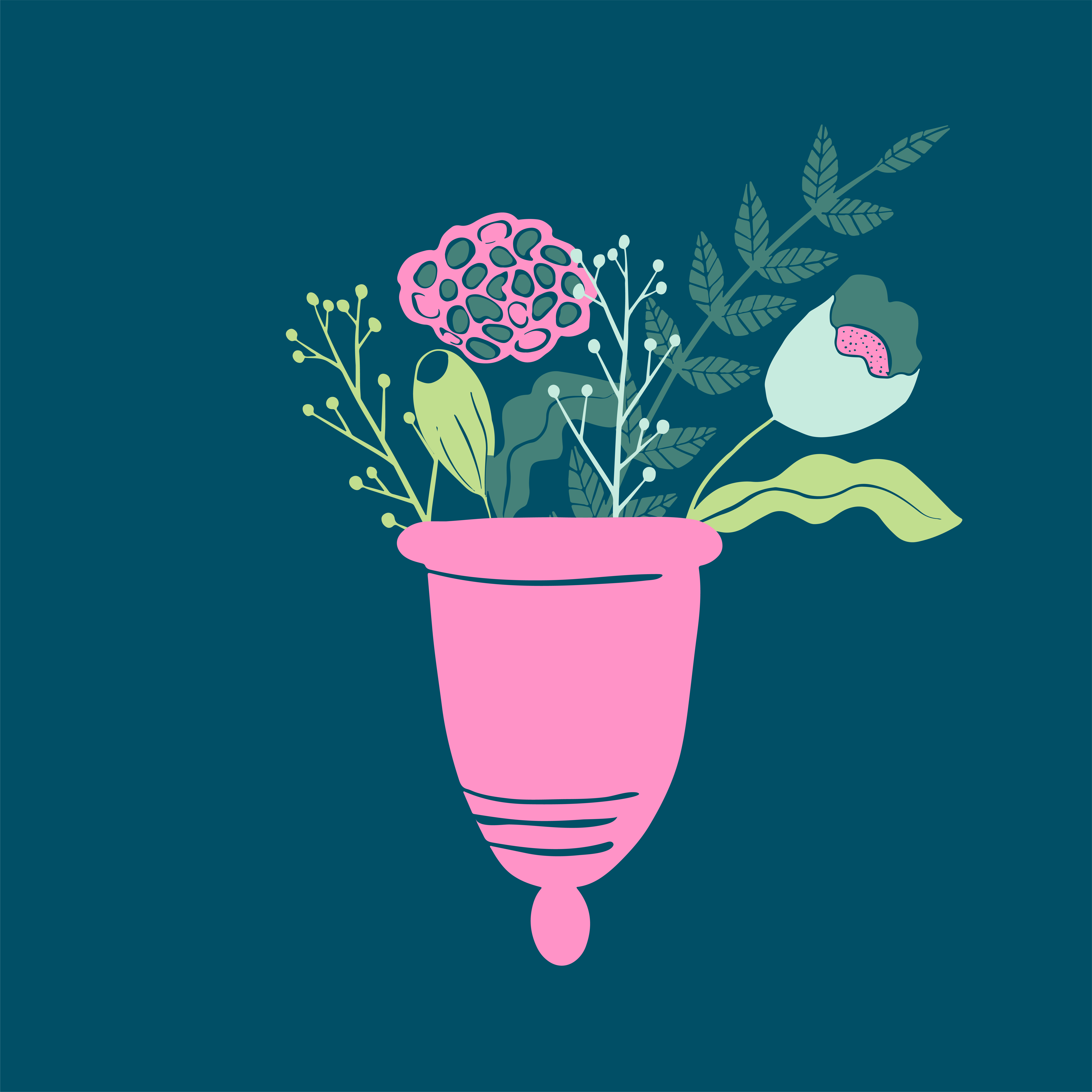 Download women's menstrual cup with flowers in handdrawn style ...
