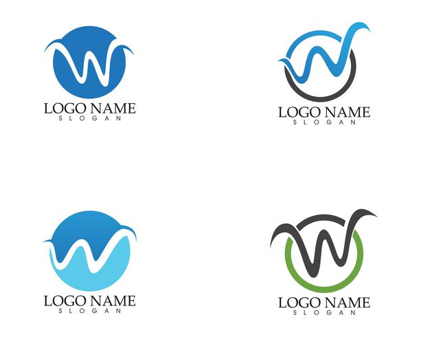 W letter wave Logo Template vector illustration