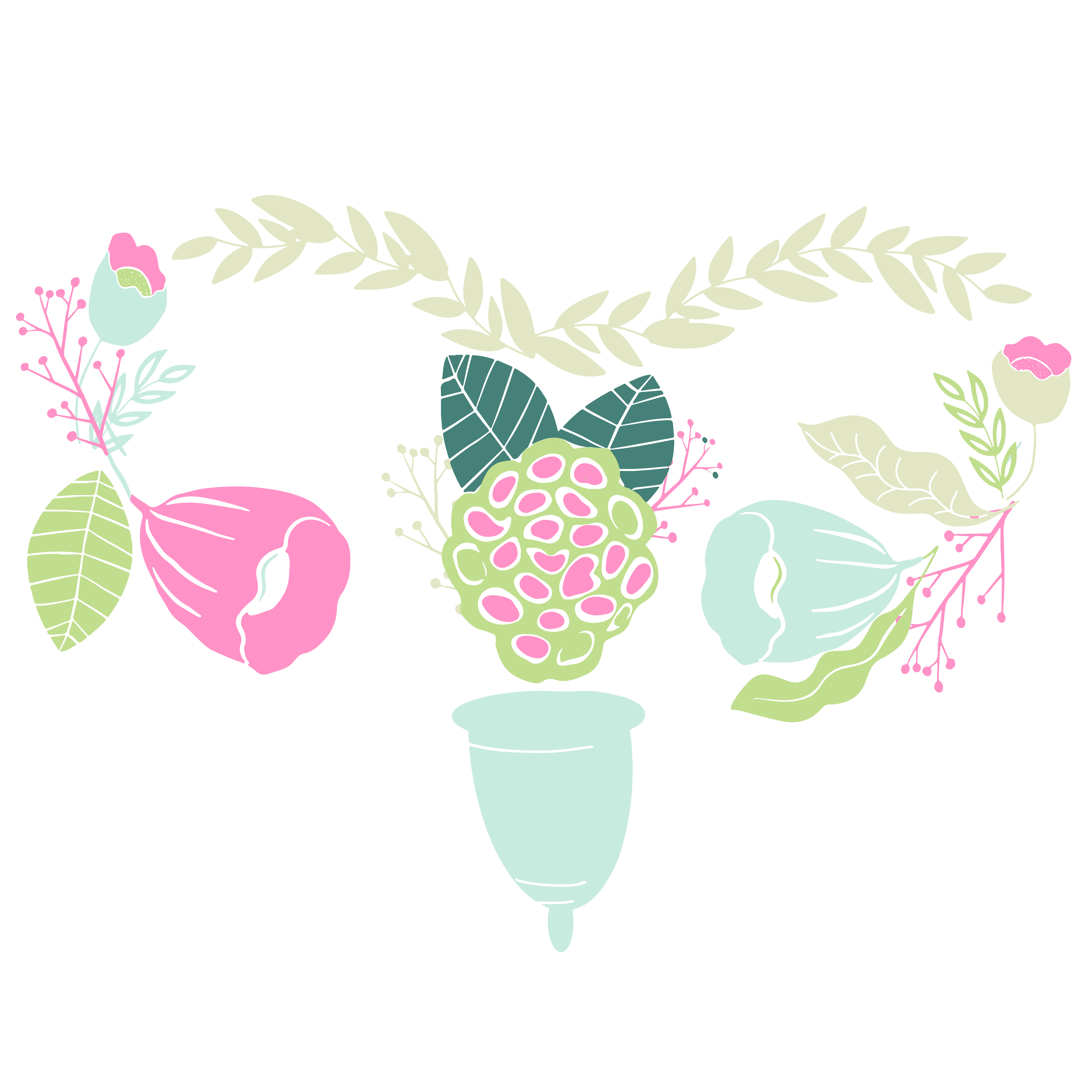 Download women's menstrual cup with flowers in handdrawn style ...