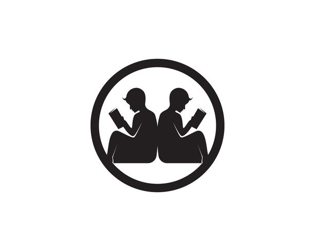  Reading Book logo and symbols Silhouette Illustration black  . vector