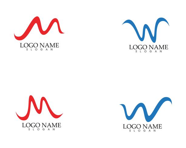 W m letter wave Logo Template vector illustration