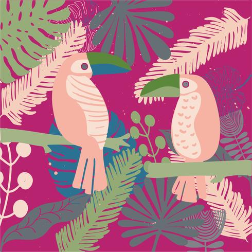 hand drawn Tropical leaf seamless  pattern vector