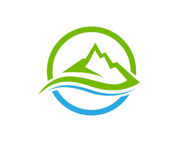 Montaña y agua Logo Business Template Vector