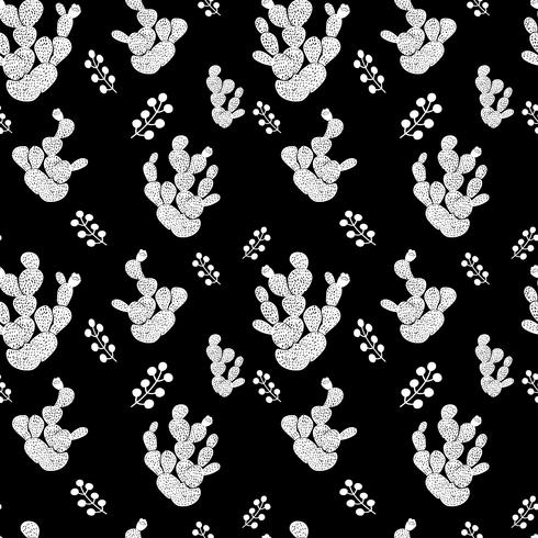 Hand drawn decorative seamless pattern with cacti. in Scandinavian style. Trendy tropical design for textile vector