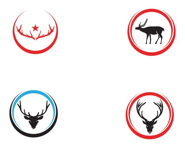 Head deer animals logo black silhouete icons vector