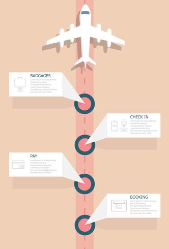 airplane flights information vertical timeline infographics vector