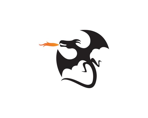 Head dragon flat color logo template vector illustration