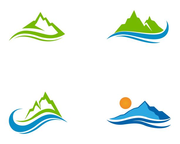 Montaña y agua Logo Business Template Vector