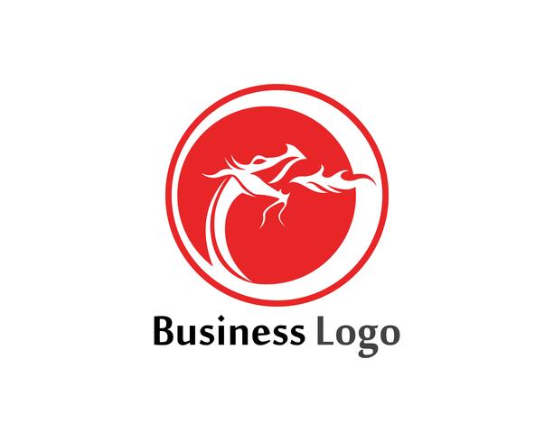 dragon flat color logo template vector illustration