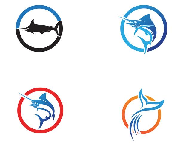 Icono de logo y símbolos de Marlin Jump Fish vector