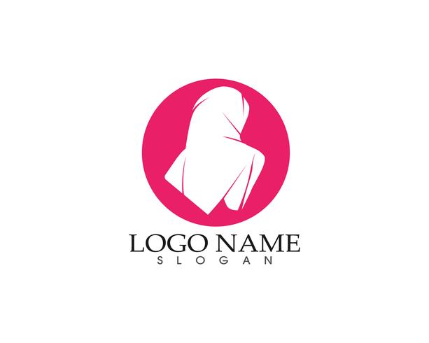 Hijab mujer silueta logotipo y símbolos vector