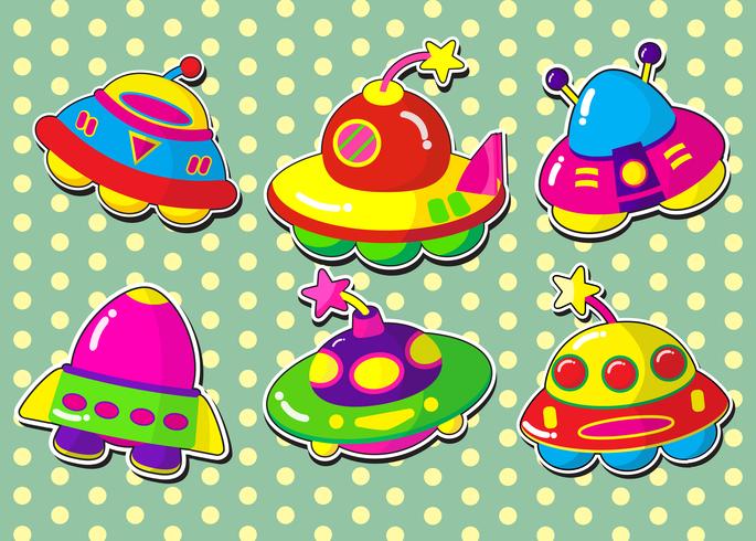 ufo stickers set. vector