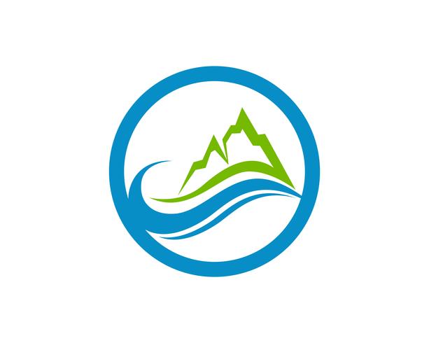 Montaña y agua Logo Business Template Vector
