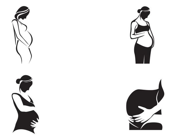 pregnant woman line art symbols template vector